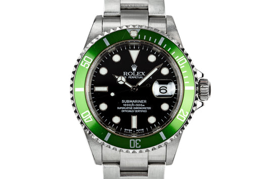 2003 Rolex Green Anniversary Submariner 16610LV MK I Dial with Box and Papers "Y serial"