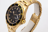 1988 Rolex YG Submariner 16808 Black YG Surround Dial with Box and Papers