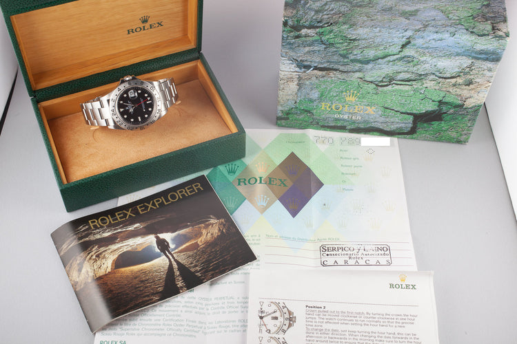 2002 Rolex Explorer II 16570 Black Dial with Box and Papers sold at Serpico Y Laino