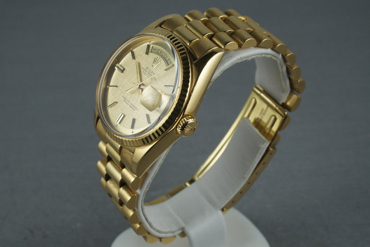 HQ Milton - Rolex Vintage 18K YG Day Date 1803 Linen Dial