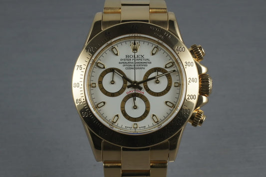 Rolex 18K Daytona 116528 with White Dial and Box and Papers