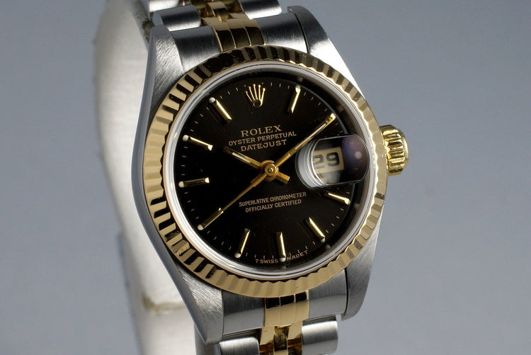 1995 Rolex Ladies Two Tone DateJust 69173 Black Dial