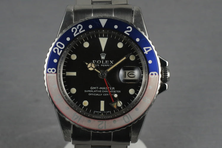 1968 Rolex GMT 1675 with  Mark 1 Dial Box and Papers