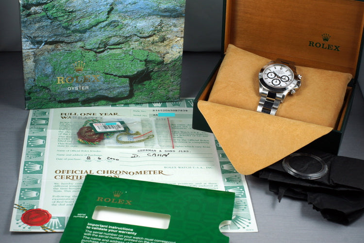 1999 Rolex Zenith Daytona 16520 White Dial with Box and Papers