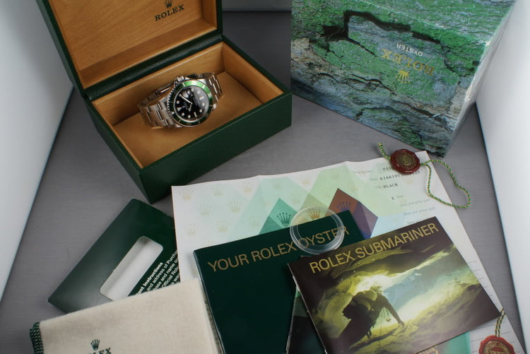 2003 Rolex Green Submariner 16610 LV Mark 1 with Box and Papers
