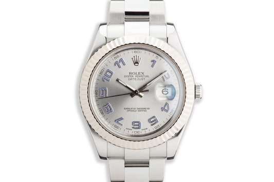 Rolex 41mm DateJust 116334 Silver Arabic Dial with Service Papers