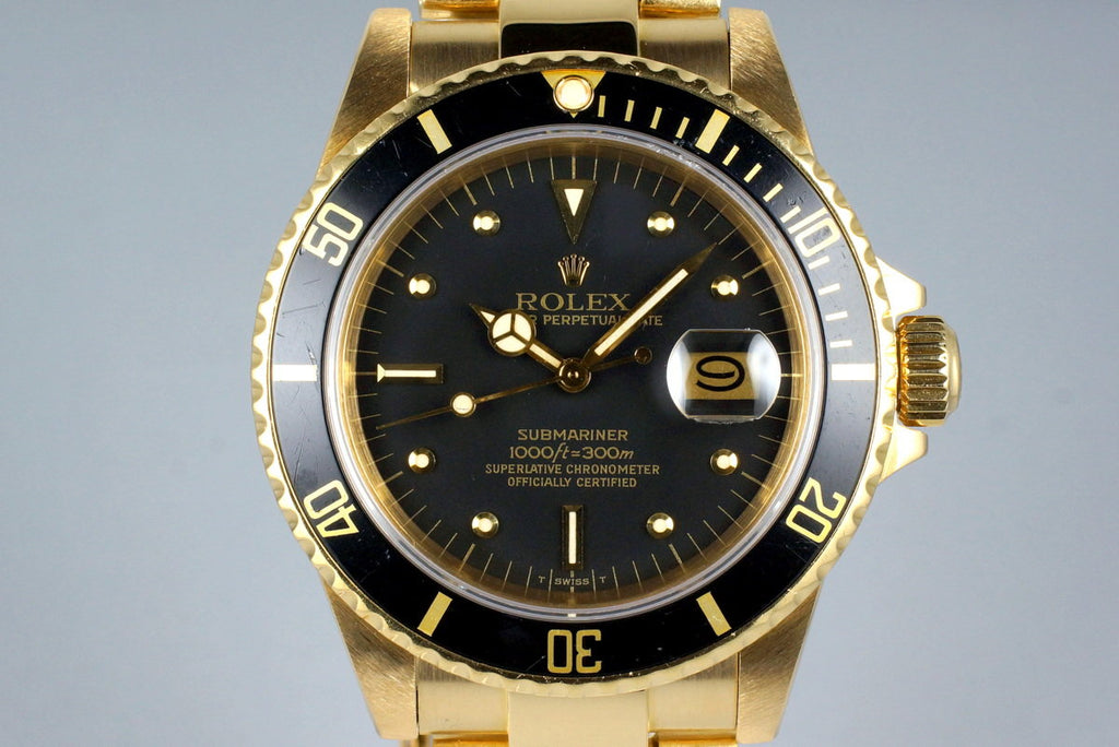 1983 Rolex YG Submariner 16808 Black Nipple Dial