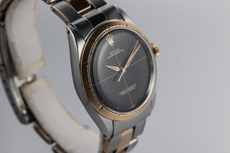 1966 Rolex Two Tone Oyster Perpetual 1008 With Gilt Zephyr Dial and Bezel and Box and Papers