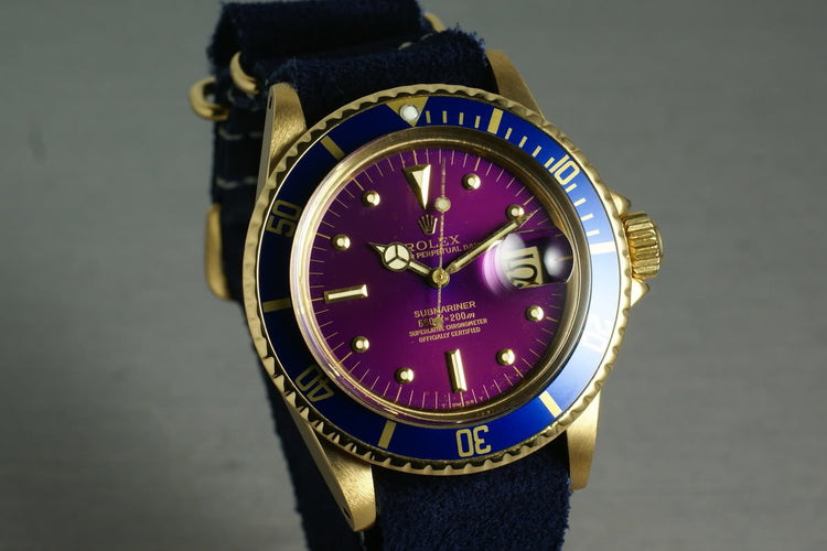 Rolex 18K Yellow Gold Submariner 1680 with VIOLET color change dial