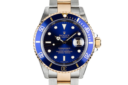 2003 Rolex Two-Tone Submariner 16613 Blue Dial with Box and Papers
