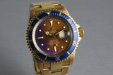 Rolex 18K Yellow Gold Submariner 1680 with Box, Papers, Sales Receipt