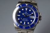 2012 Rolex WG Blue Submariner 116619 with Box and Papers