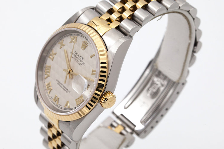 2000 Rolex Two Tone DateJust 16233 White Pyramid Dial