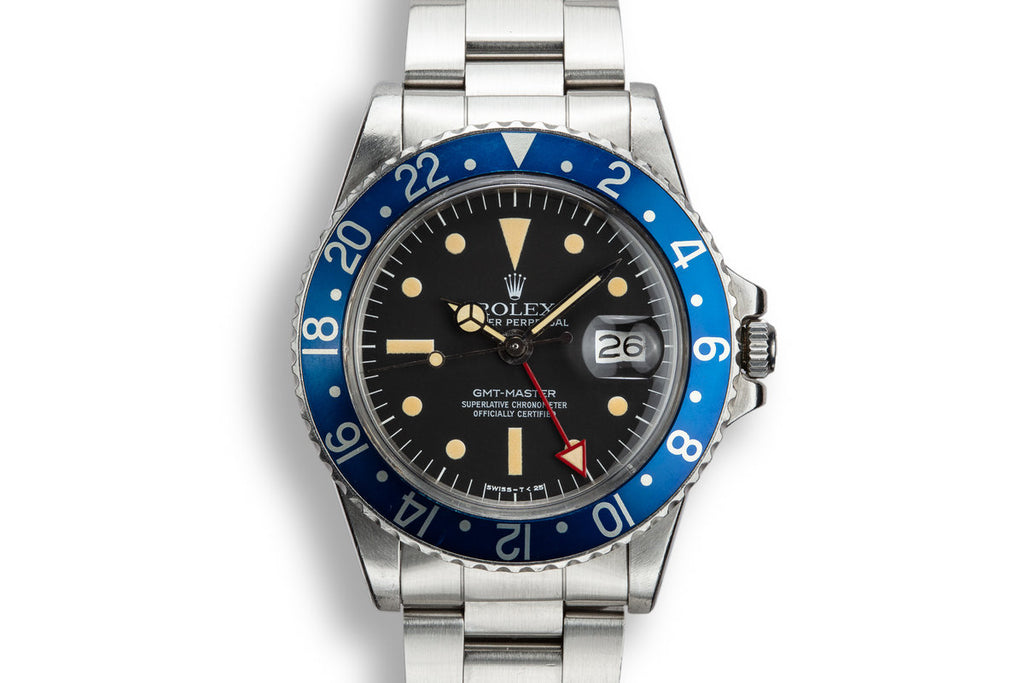 HQ Milton - 1977 Rolex GMT-Master 1675 "Blueberry" with Dial and Red GMT Inventory #A2299, For Sale