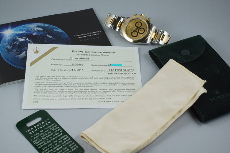 1989 Rolex Two Tone Zenith Daytona 16523 with RSC Papers