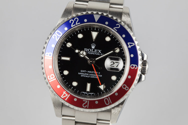 2006 Rolex GMT II 16710 Pepsi Stick Dial with Box and Papers