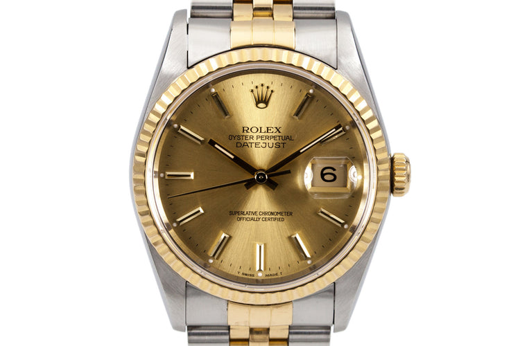 1991 Rolex Two Tone DateJust 16233 Gold Dial With Box and Papers