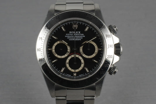Rolex SS Zenith Daytona 16520 Box and Papers with Black Dial