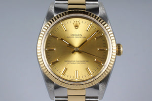 1991 Rolex Two Tone Oyster Perpetual 14233 Champagne Dial