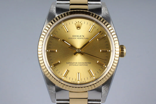 1991 Rolex Two Tone Oyster Perpetual 14233 Champagne Dial