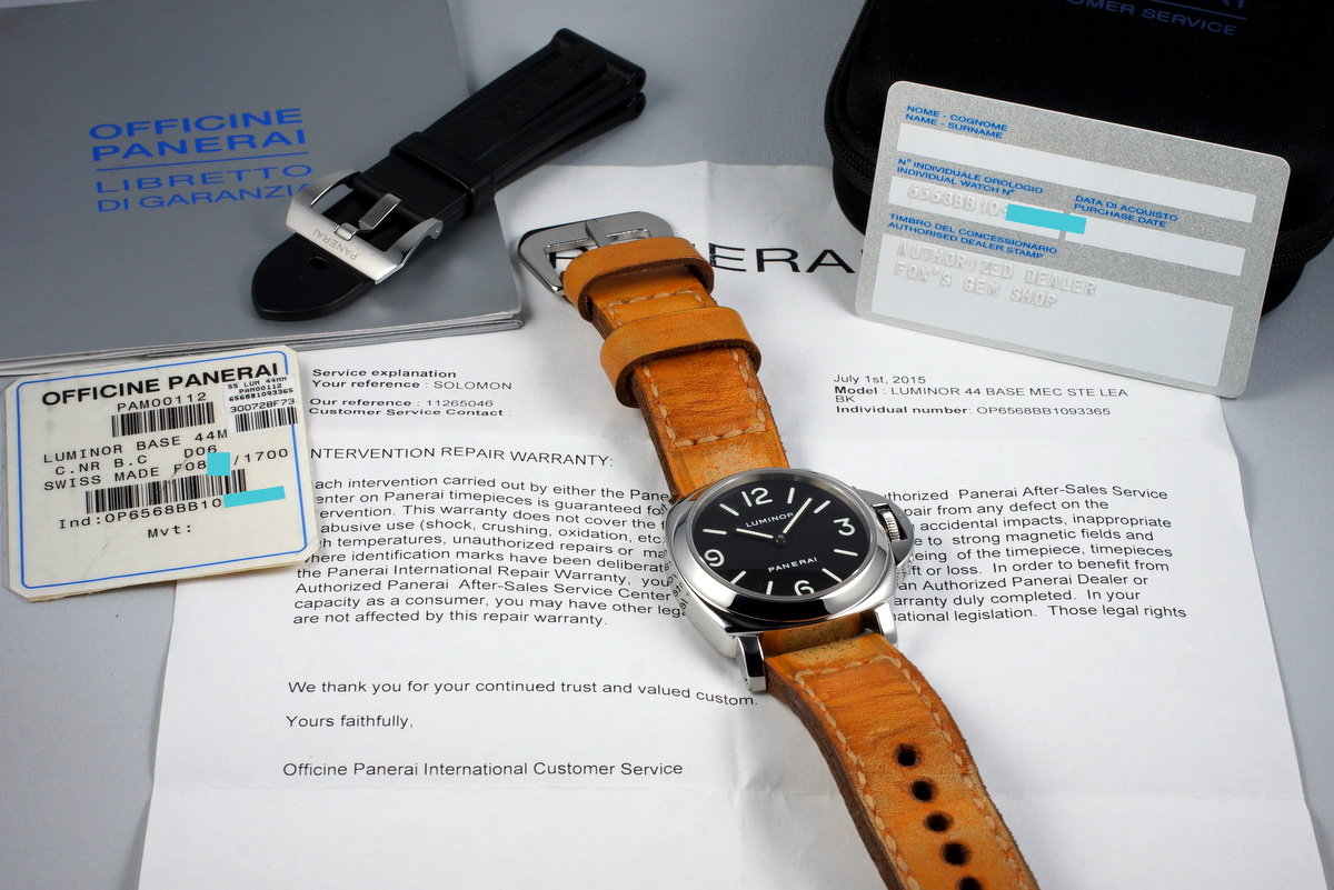 HQ Milton 2003 Panerai PAM 112 Luminor with Service Box and