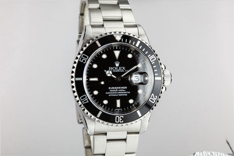 1999 Rolex Submariner 16610 SWISS Only Dial with Box and Papers