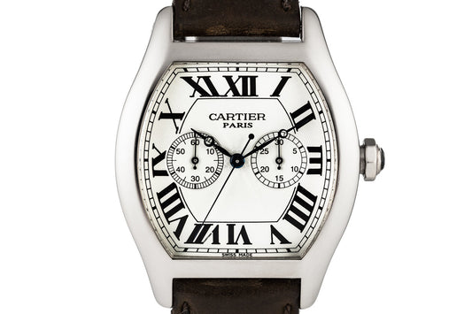 Cartier Tortue Chronograph 18K White Gold Manual W1546551 with Box and Papers