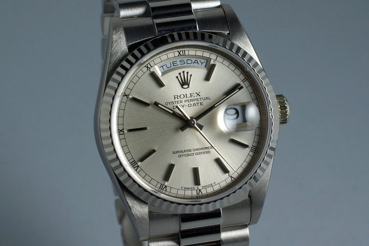 1990 Rolex WG Day-Date Ref: 18239 with White Roman Dial