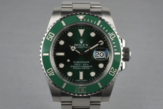 2010 Rolex Green Submariner 116610V with Box and Papers