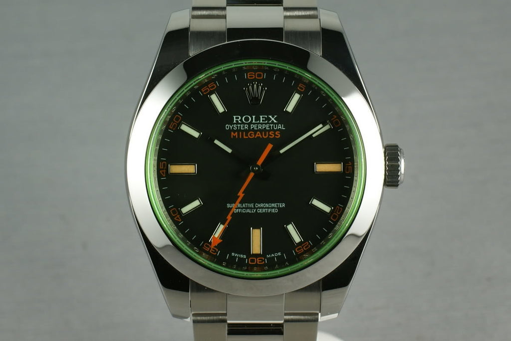 Rolex Milgauss Green 16400 GV with Box and Papers