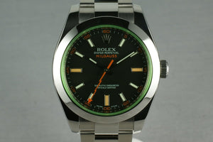 Rolex Milgauss Green 16400 GV with Box and Papers