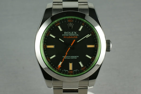 Rolex Milgauss Green 16400 GV with Box and Papers