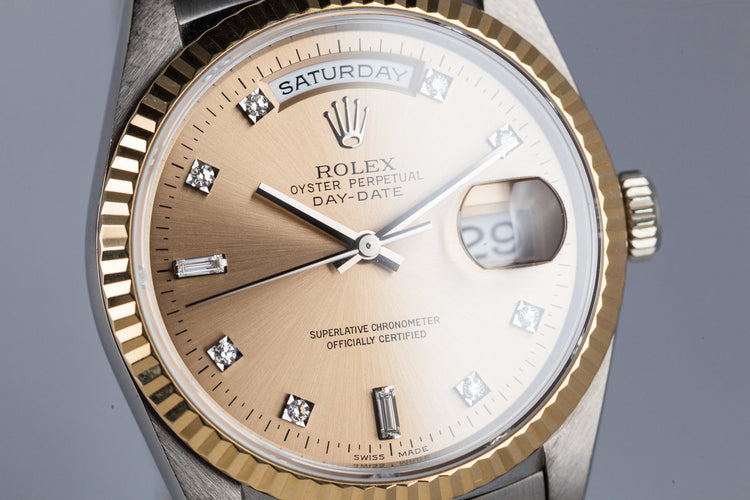 1995 Rolex Two Tone Day-Date 18239B with Diamond Dial and Tridor President Bracelet