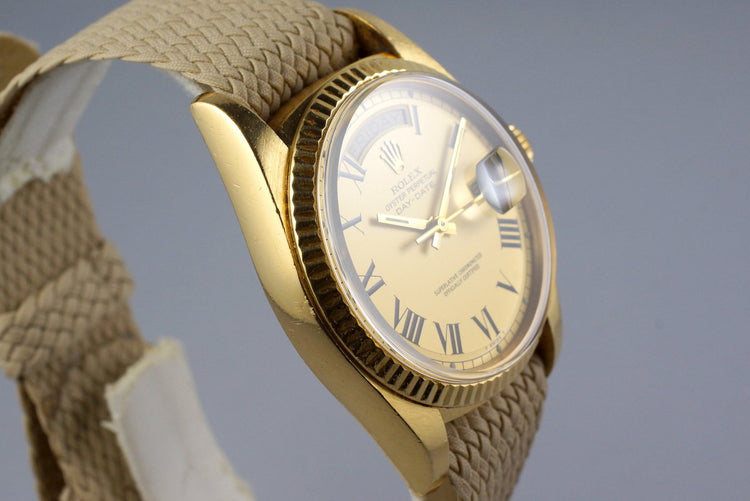 1977 Rolex YG Day Date1803 Matte Champagne Roman 'Buckley' Dial