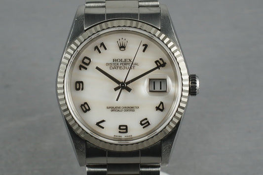 1999 Rolex Datejust16234  Rose Mother of Pearl Arabic Dial