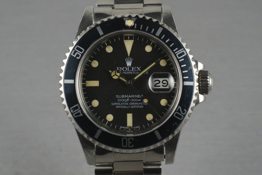 1983 Rolex Submariner  16800 Matte Dial   with Box and Papers