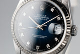 1990 Rolex DateJust 16234G with "Spidering" Blue Vignette Diamond Dial