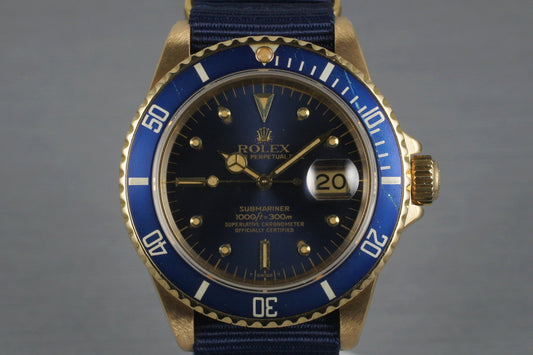 1980 Rolex 18K Submariner 16808 with Blue Nipple Dial