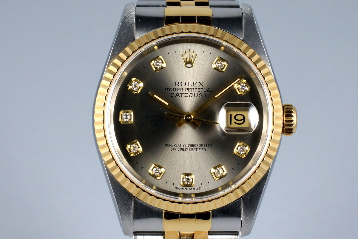 HQ Milton 1995 Rolex Two Tone DateJust 16233 Factory Diamond