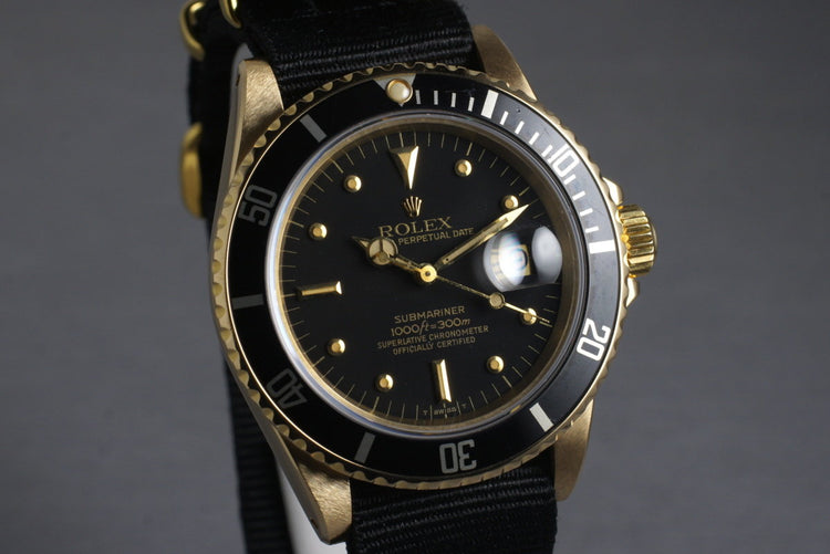 1981 Rolex YG Submariner 16808 with Box and Papers
