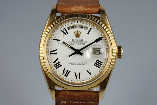 1970 Rolex YG Day-Date 1803 White Roman Dial
