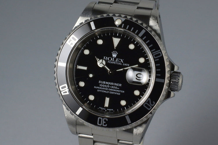1999 Rolex Submariner 16610 with Box and Papers FULL SET