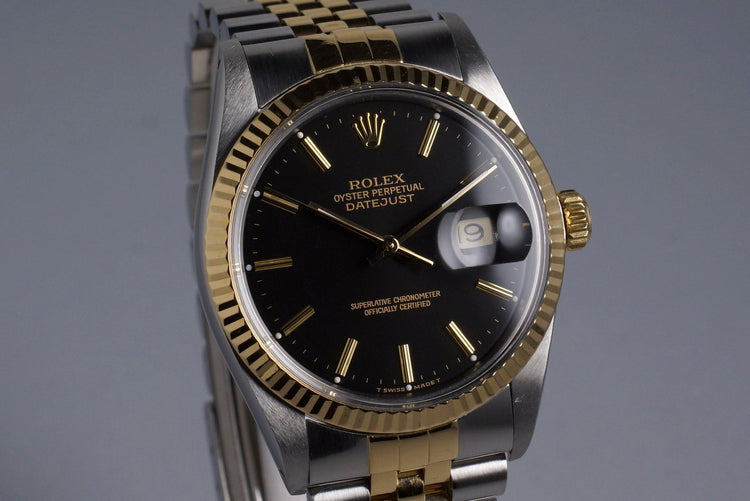 1988 Rolex Two Tone DateJust 16013 Black Dial with Box and Papers