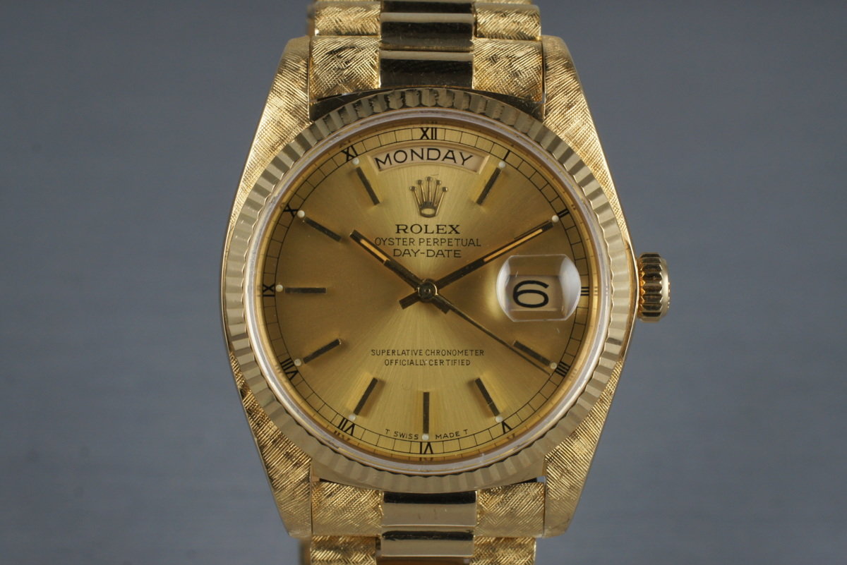 HQ Milton 1981 Rolex YG Day Date 18038 with Morellis Finish