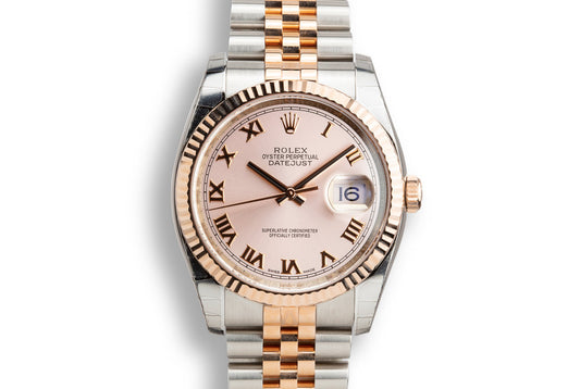 Mint 2018 Rolex Two-Tone Rose Gold and Stainless steel DateJust 116231 Rose Dial with Box and Papers