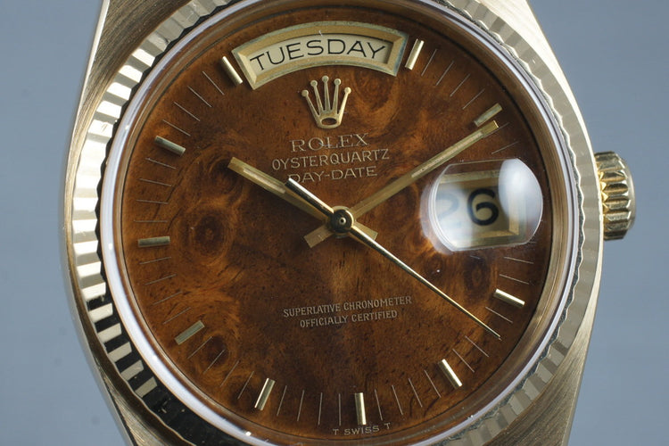 1980 YG OysterQuartz Day-Date 19018 Wood Dial with Box and Papers