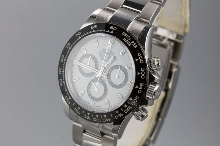2019 Rolex Daytona 116500LN White Dial with Stickers and Box and Papers