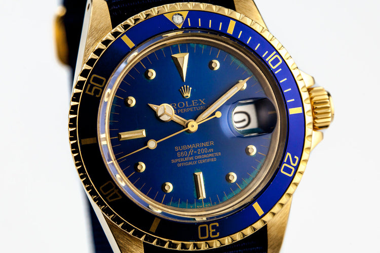 1969 YG Rolex Submariner 1680 Blue Dial