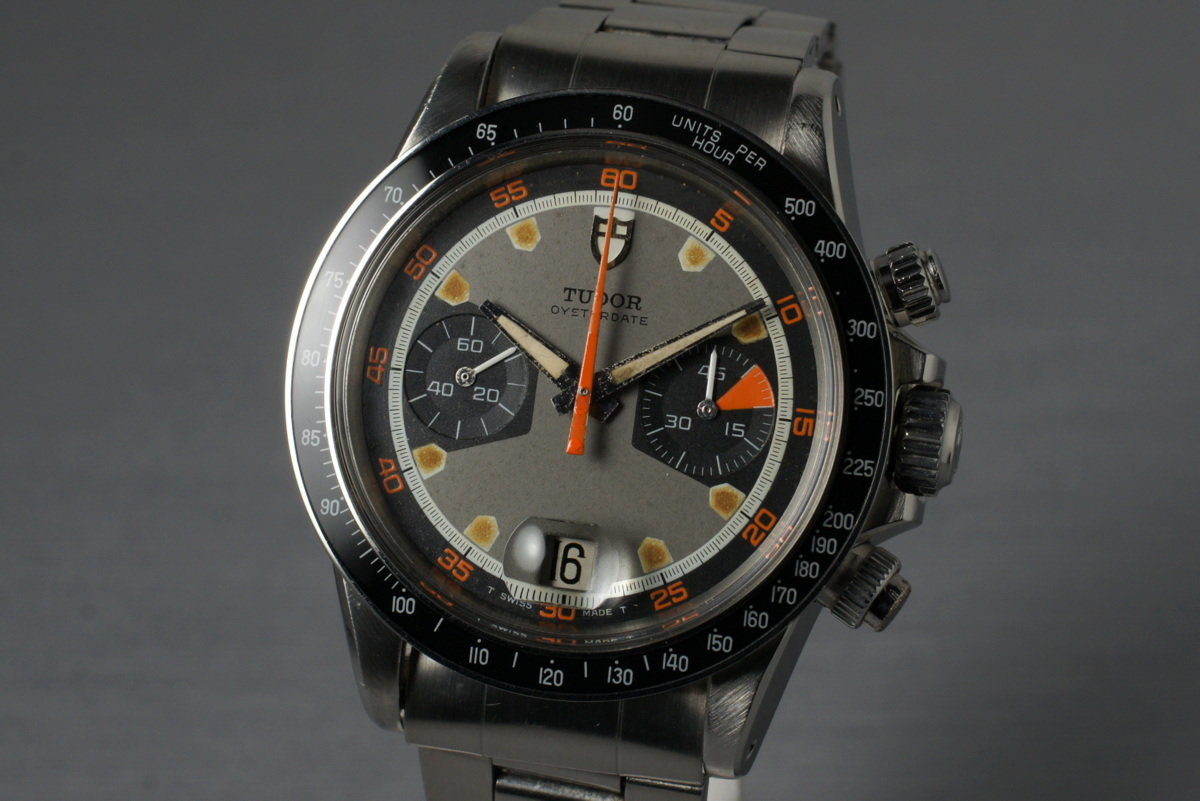Tudor 7031/0 — Grey Home Plate Dial. · Photo: HQ Milton · © HQ Milton, used with permission · Source: https://hqmilton.com/products/1970-tudor-monte-carlo-7031-0-home-plate-dial-1