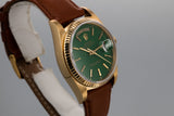 1979 18K Yellow Gold Rolex Day-Date 18038 With Green Stella Dial